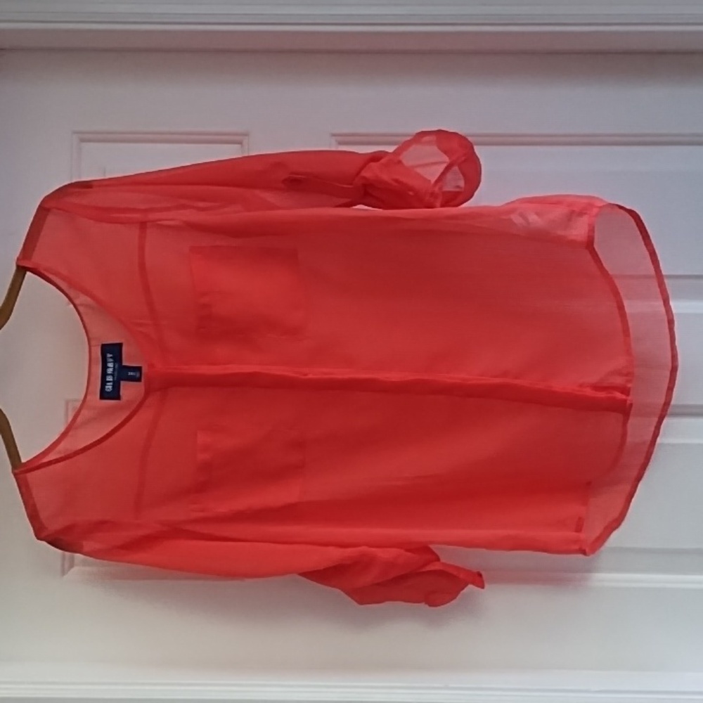 Old Navy Orange Sheer Blouse